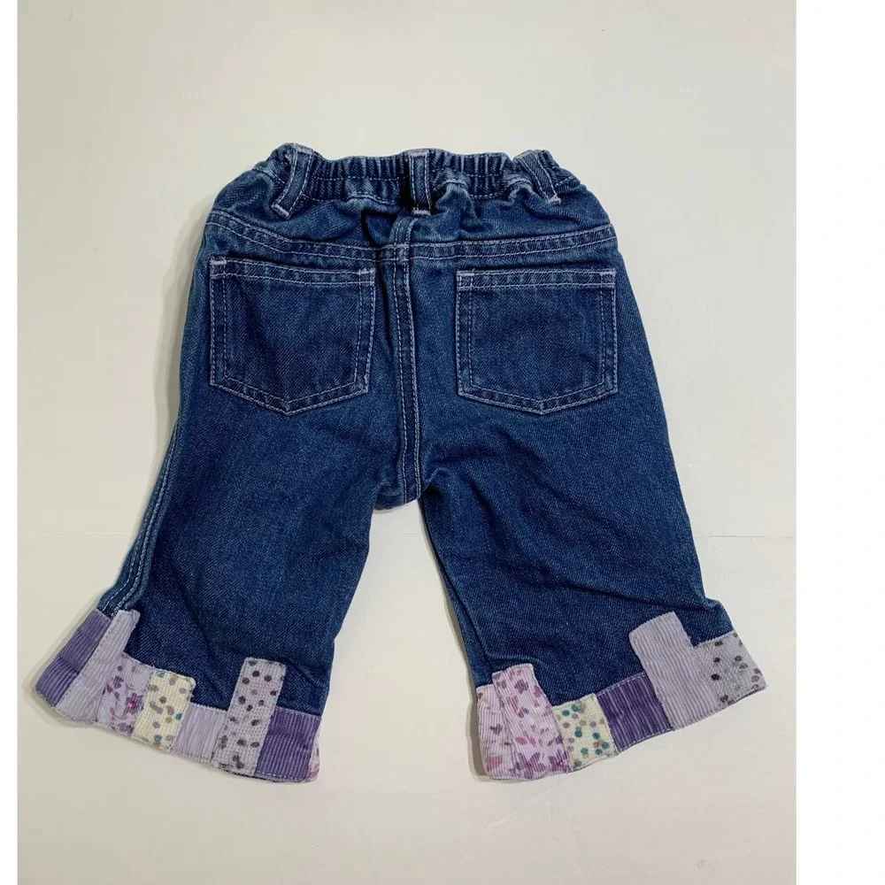 Baby Gap VTG Jeans 3-6 Months Distressed Denim Patchwork Cuffs Elastic Waist‎ - Picture 6 of 9